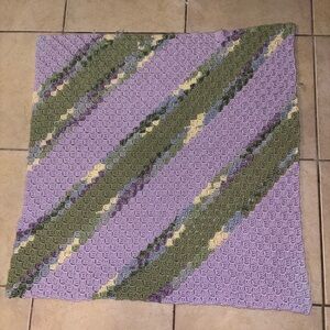 Handmade Crochet Baby Blanket Receiving Blanket Purple Green Esmerelda Rapunzel